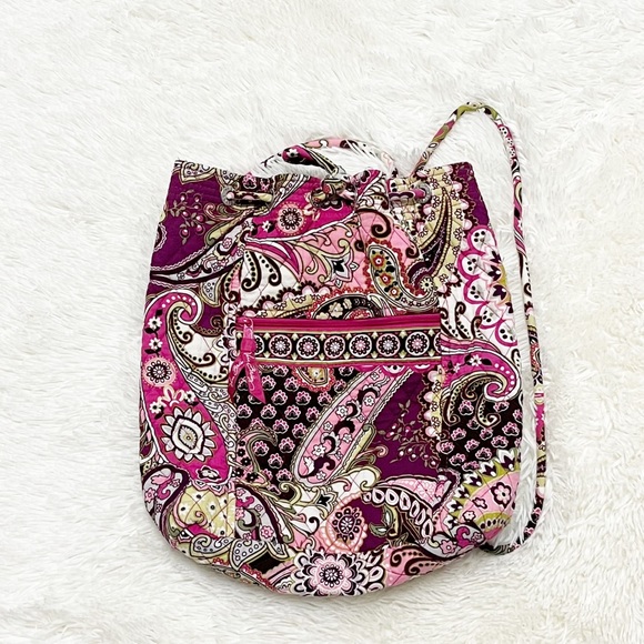 Y2K Vera Bradley Pink Very Berry Paisley Drawstring Cloth Backpack Retired